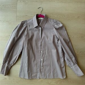 Sandro Brown and White Striped Shirt